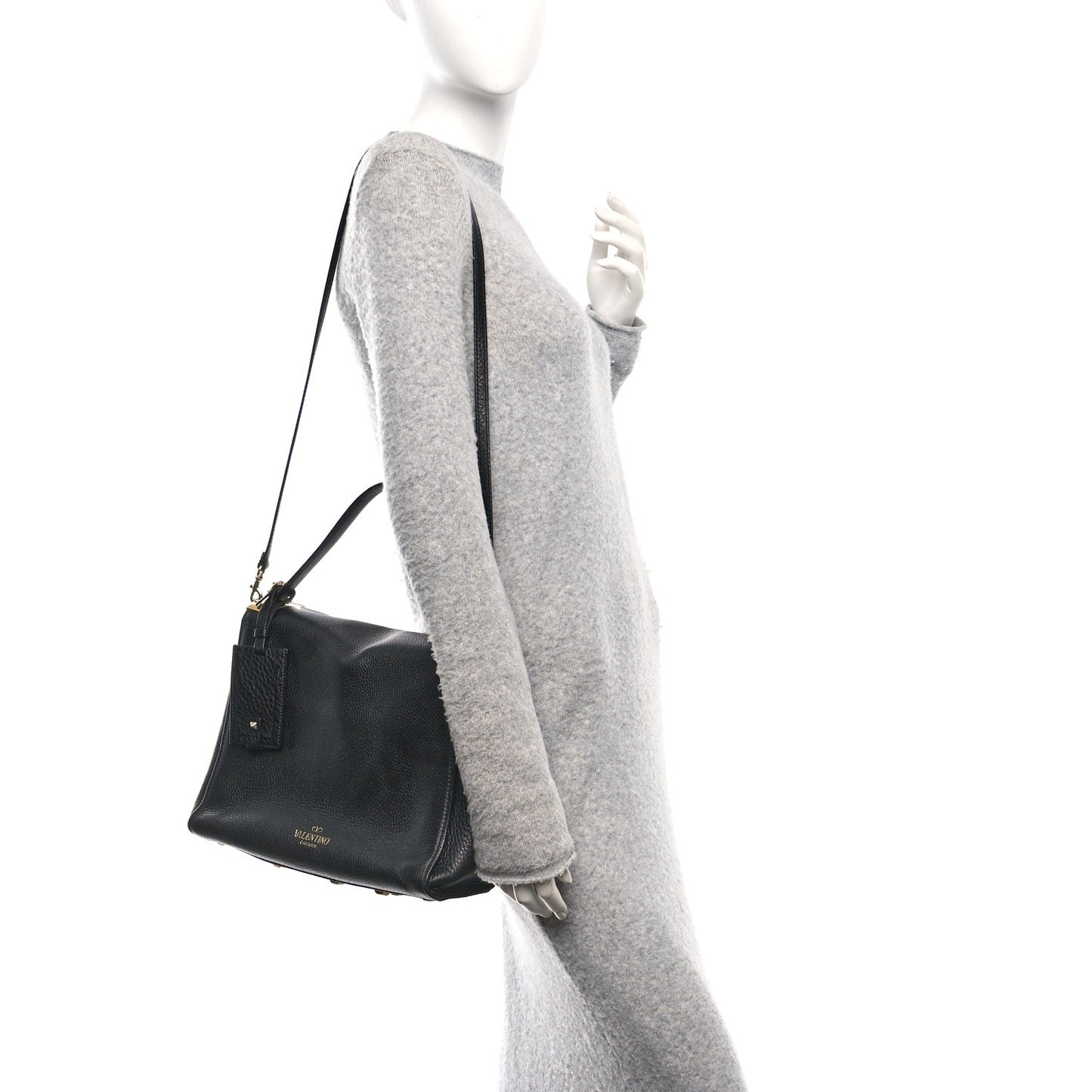 Pebbled Calfskin Medium My Rockstud Frame Bag Black