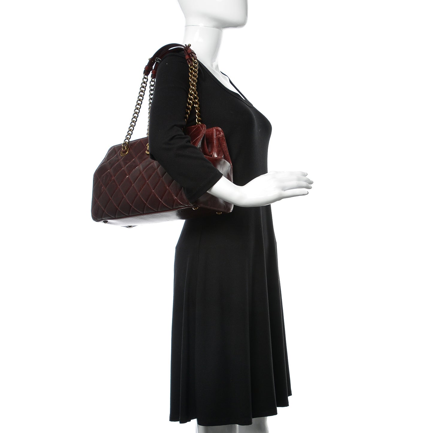 Glazed Calfskin Perfect Edge Tote Bordeaux