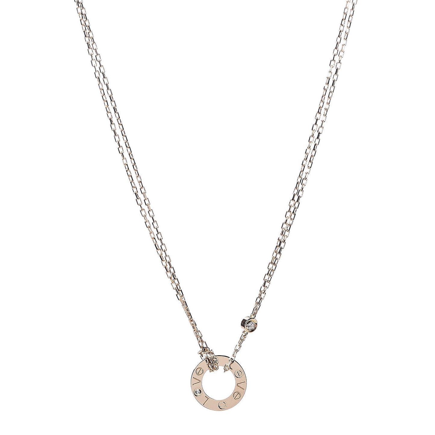 18K Yellow Gold 2 Diamond LOVE Necklace
