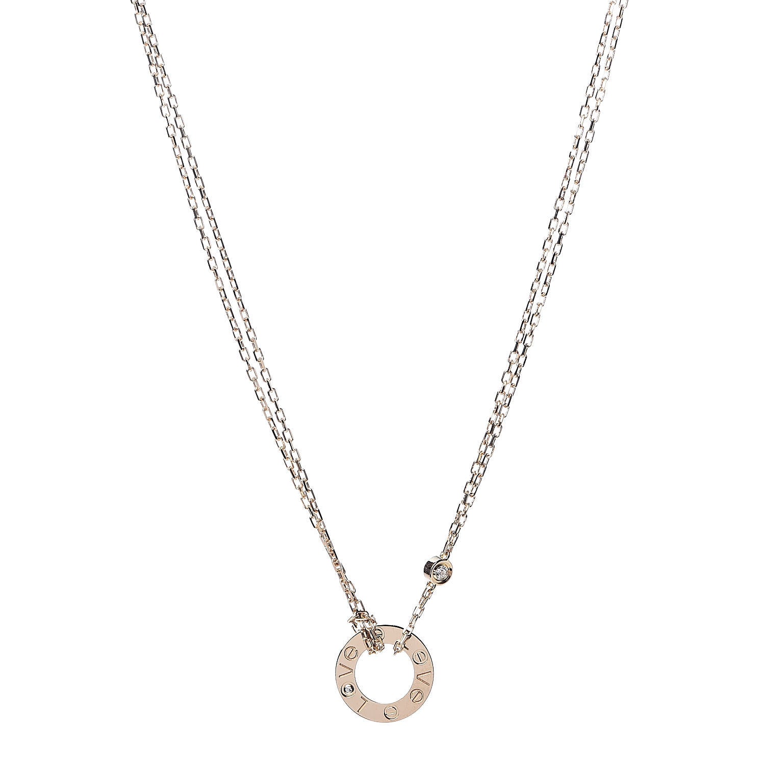 Cartier 18K Yellow Gold 2 Diamond LOVE Necklace 1 of 7