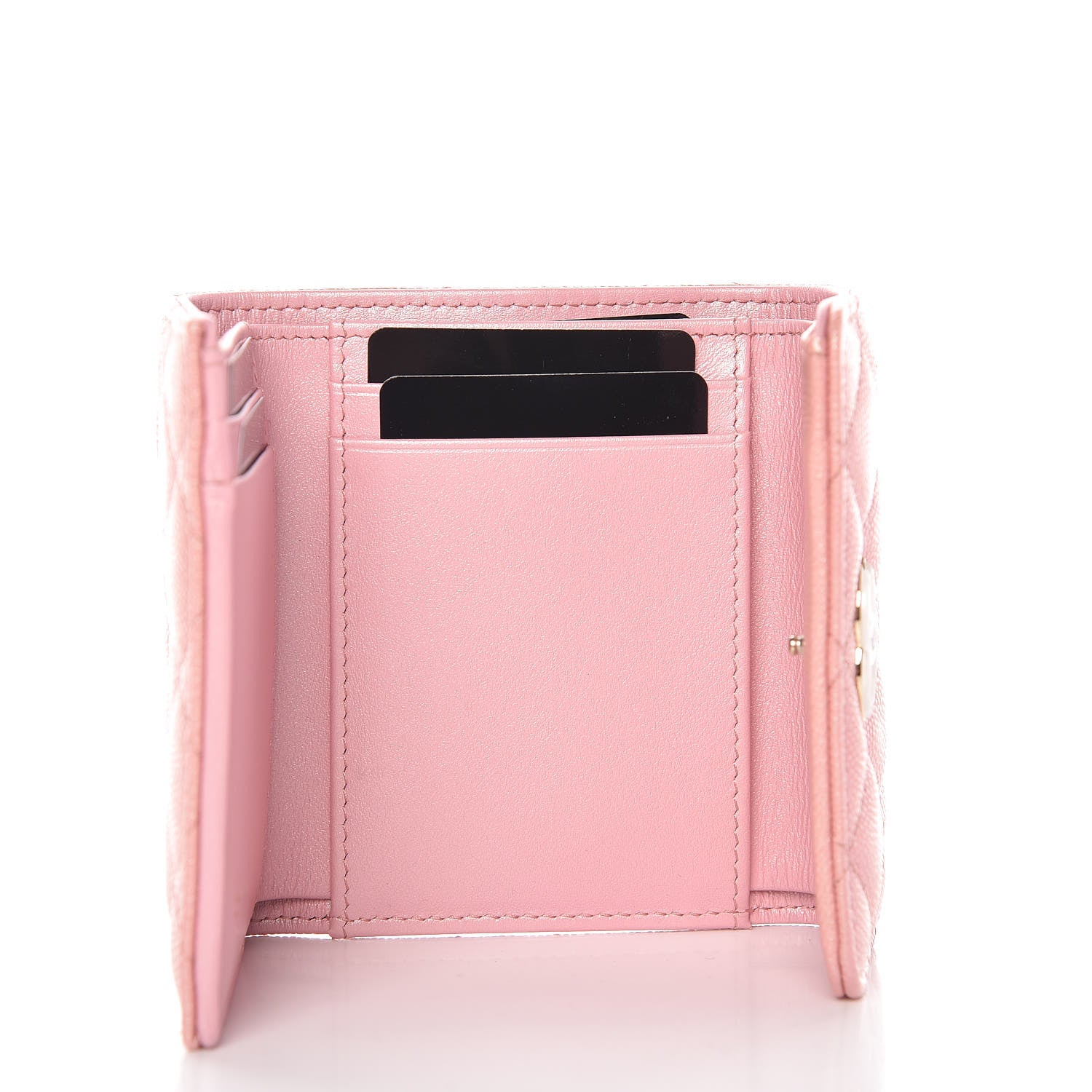 Chanel Iridescent Caviar Small Quilted Flap Wallet Rose Pink 5 of 9