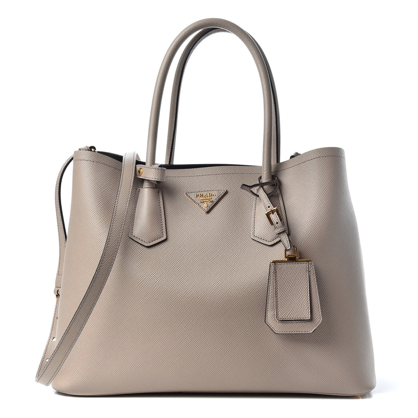 Saffiano Cuir Large Double Bag Cammeo