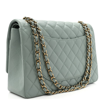 Chanel Caviar Quilted Maxi Double Flap Light Blue 3 of 15