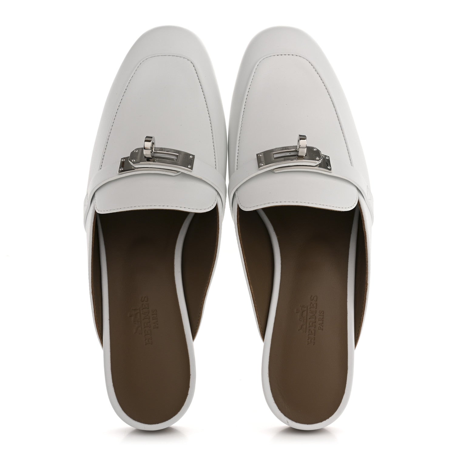 Hermes Calfskin Oz Mules 37 White 2 of 11