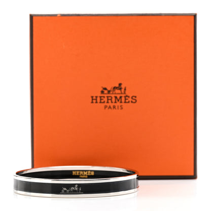 Hermes Enamel Printed Narrow Caleche Bracelet 70 Black 6 of 6