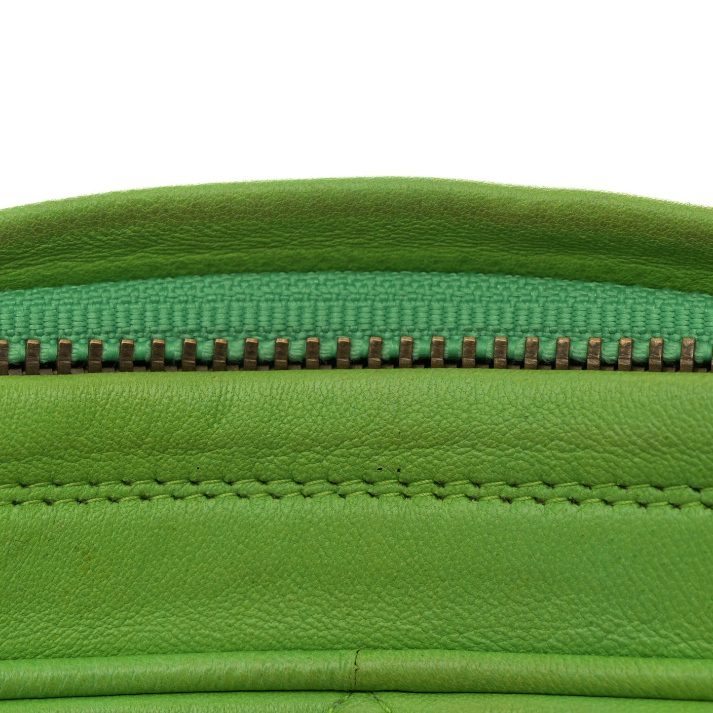 Lambskin Quilted Tassel Camera Case Green