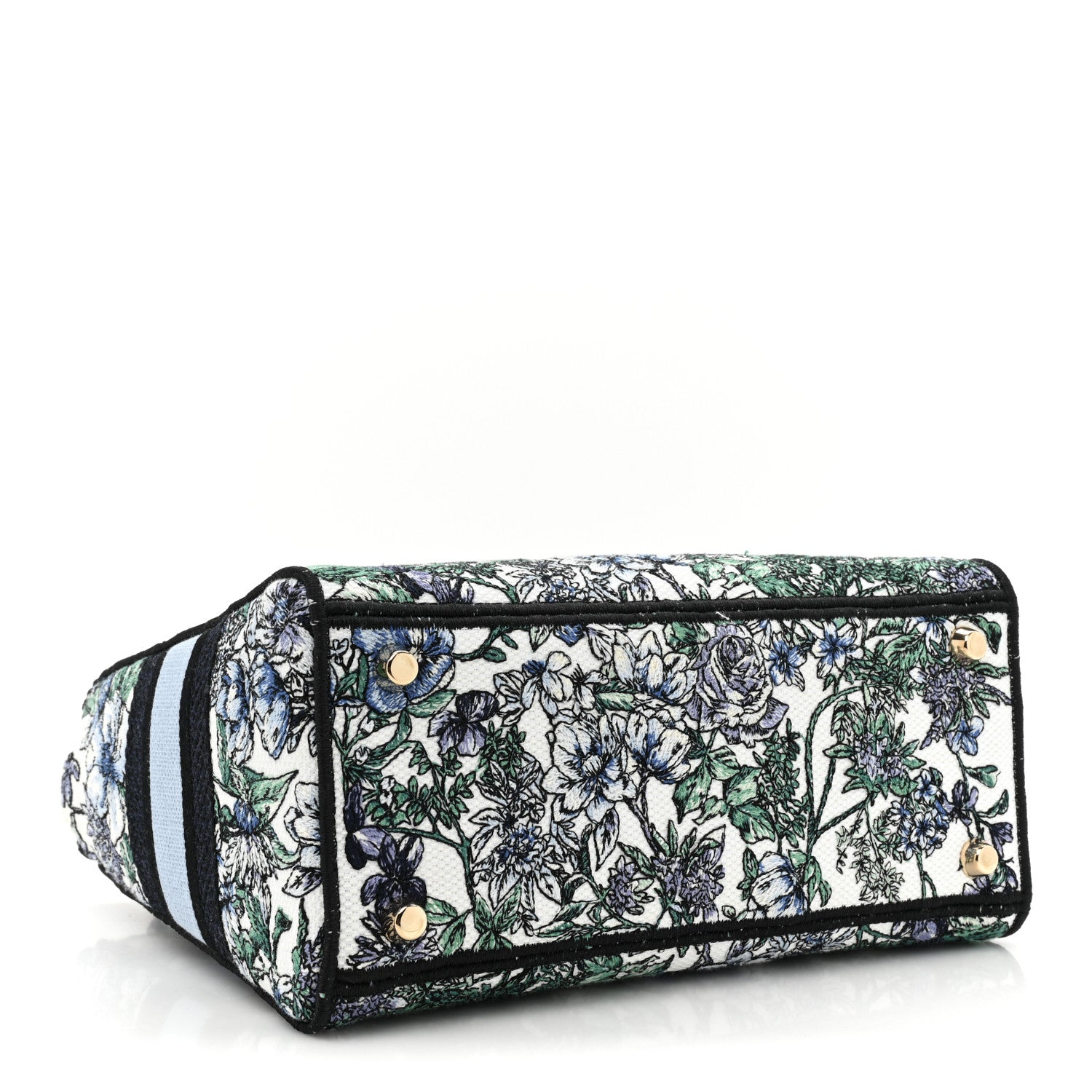 Christian Dior Canvas Embroidered Print Medium Lady D-Lite Blue Multicolor 4 of 9