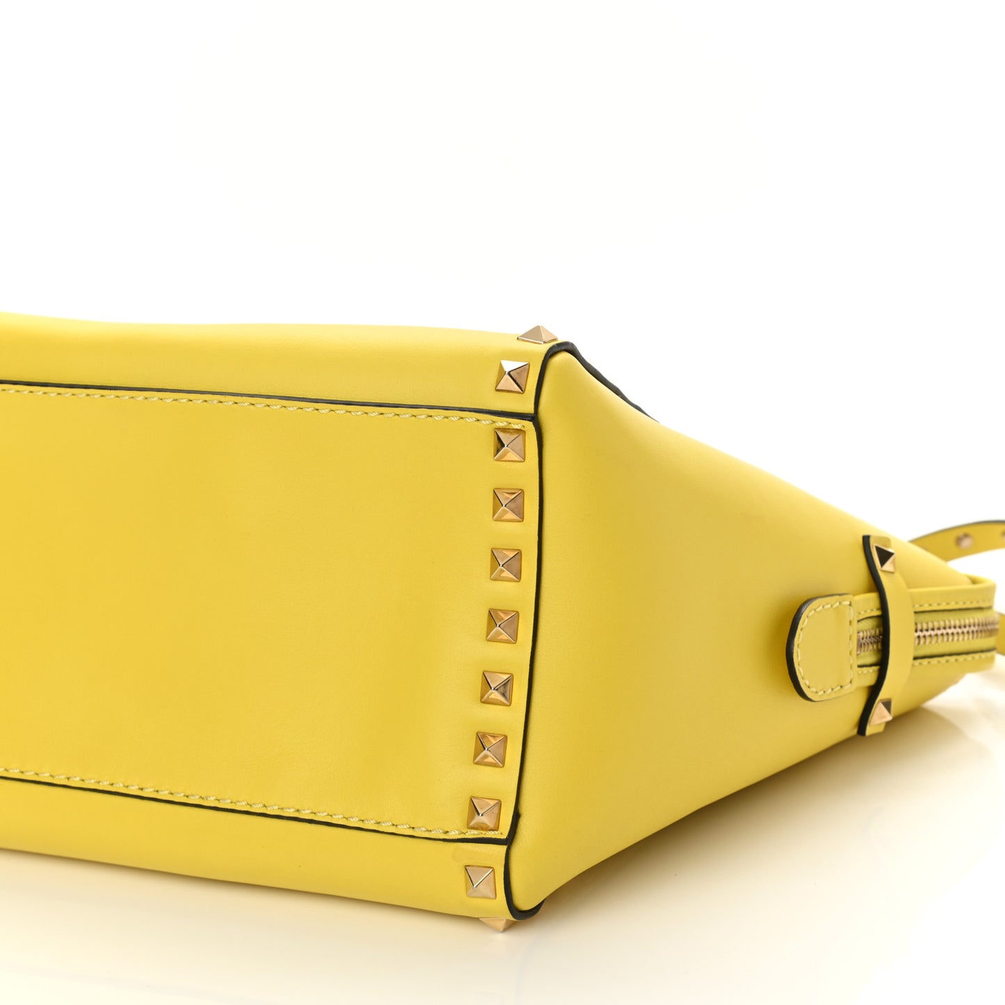 Vitello Small Rockstud Double Handle Tote Naples Yellow