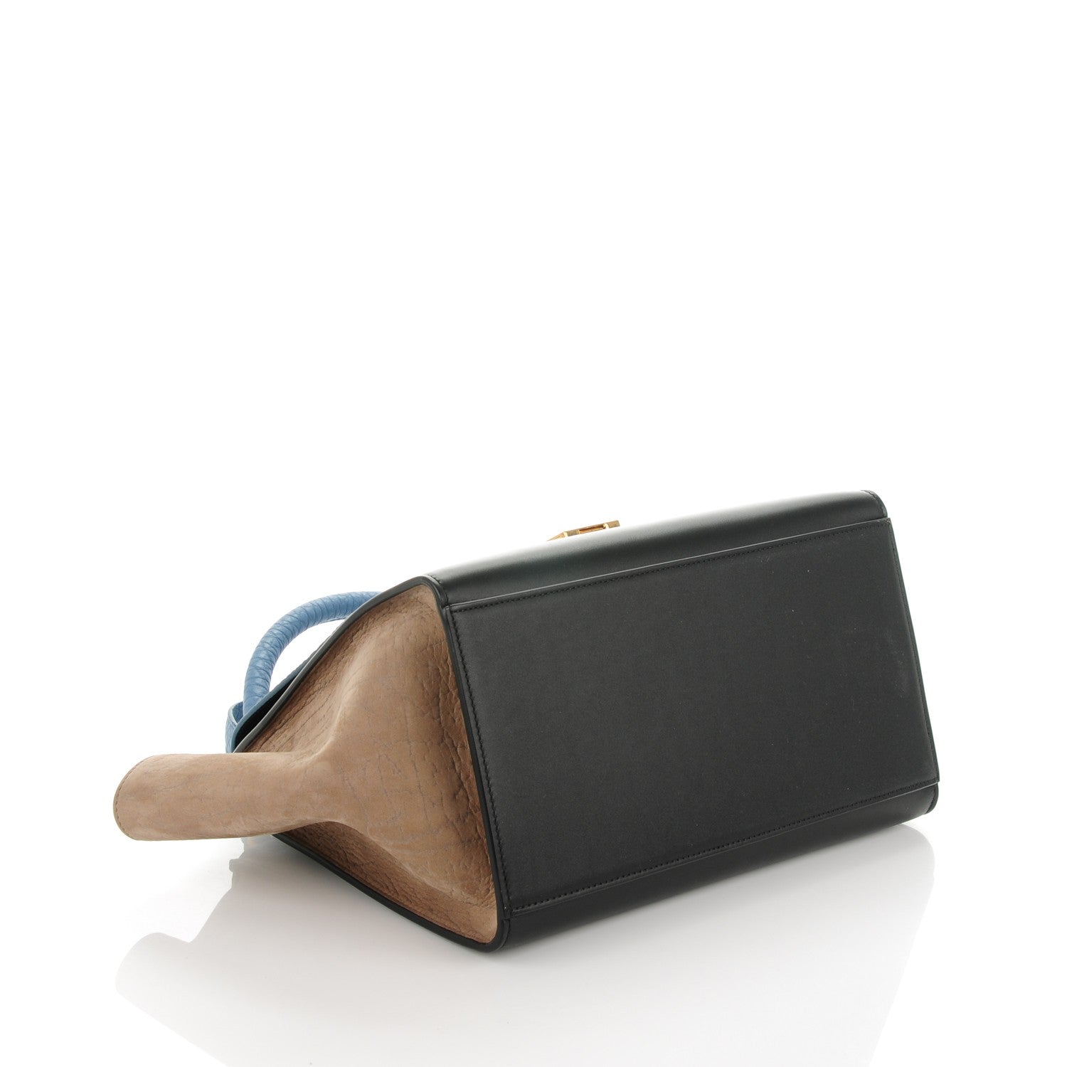 Celine Bullhide Calfskin Grained Nubuck Small Tri-Color Trapeze Medium Blue 4 of 7