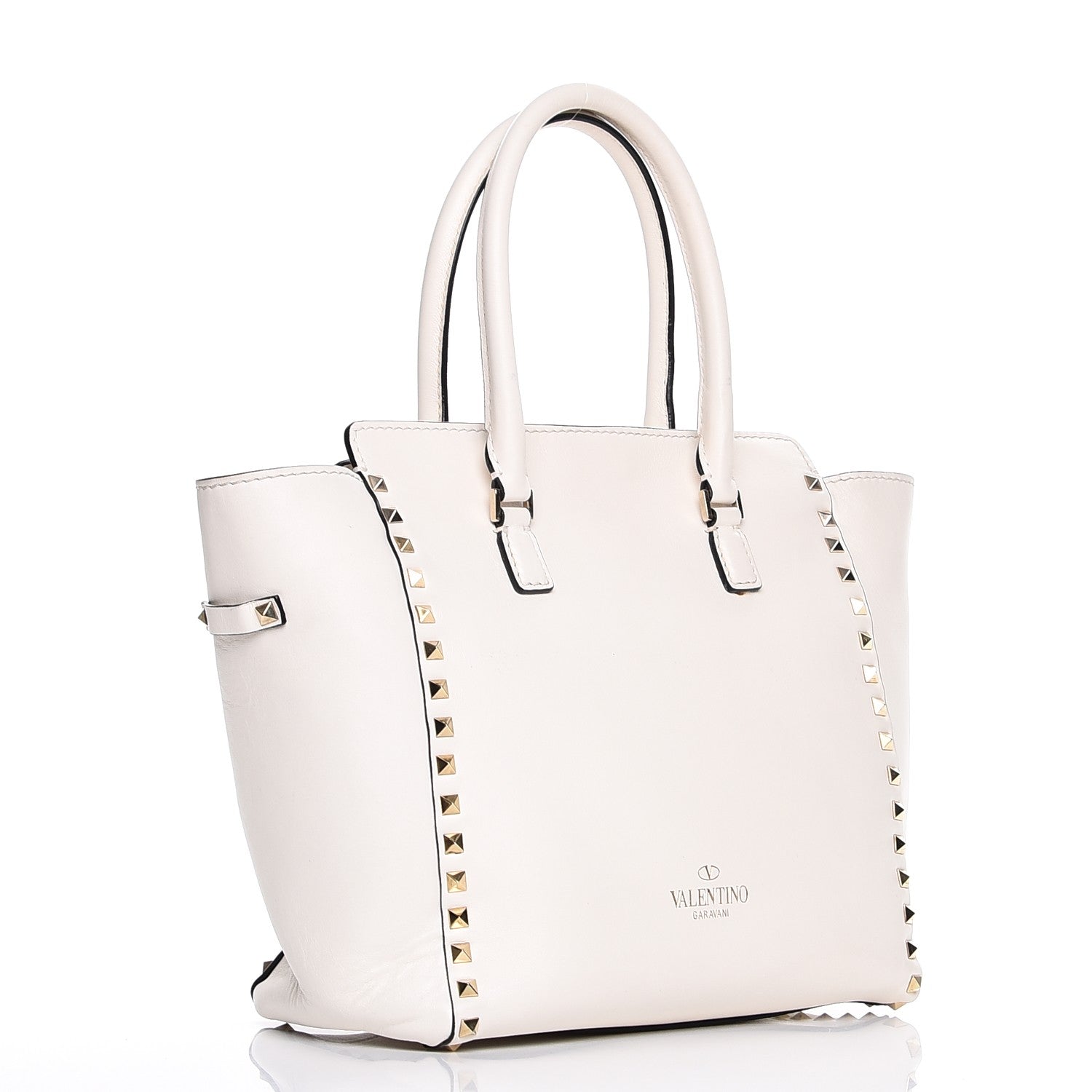 Valentino Garavani Vitello Rockstud Double Handle Tote Ivory 3 of 15
