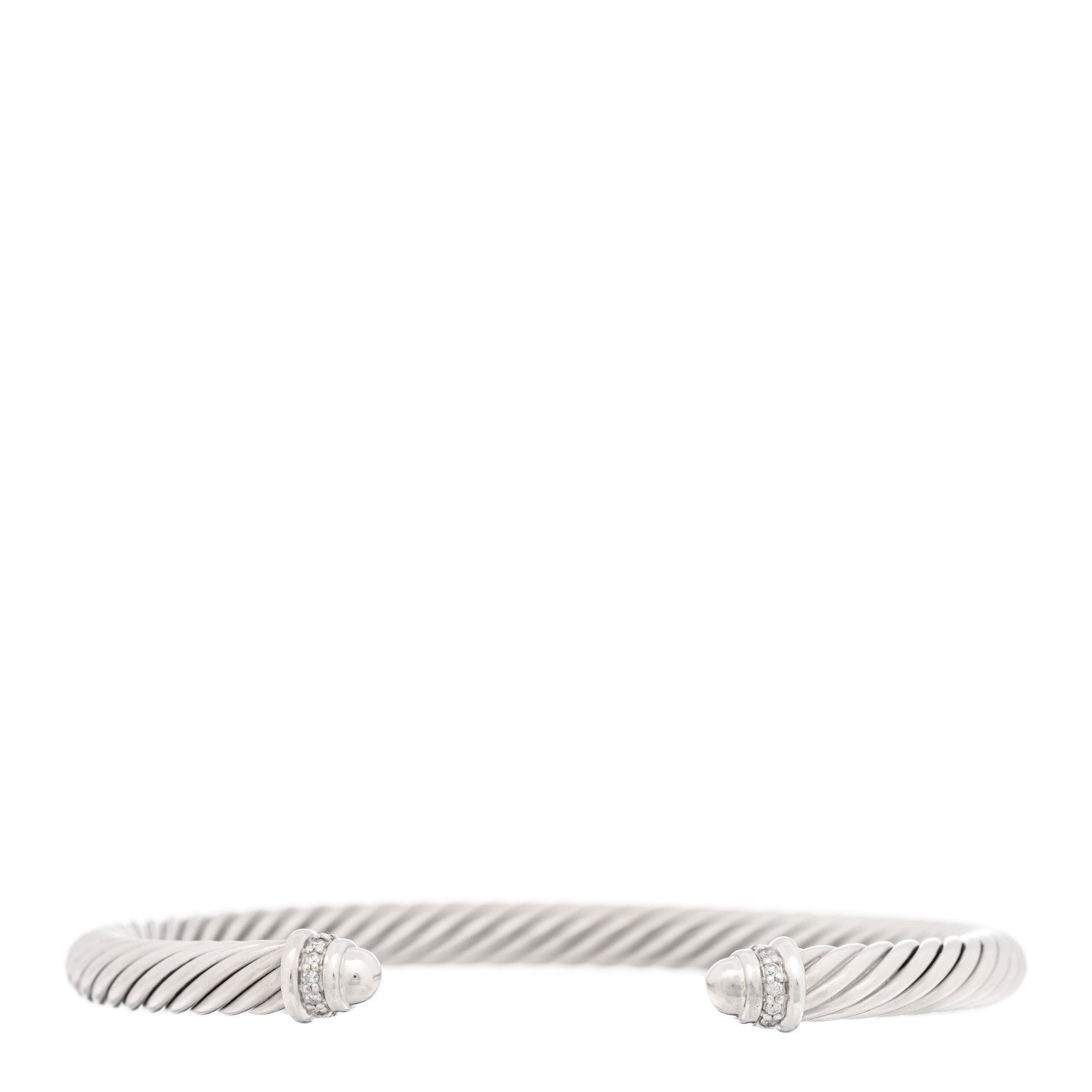 David Yurman Sterling Silver Diamond 5mm Cable Classics Dome Bracelet 1 of 4