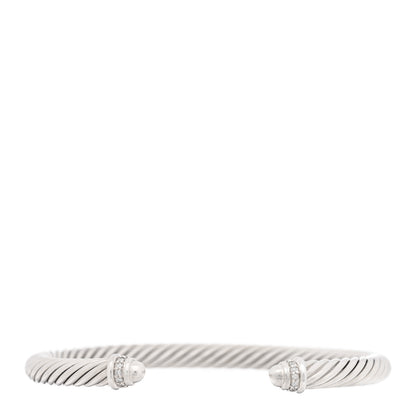David Yurman Sterling Silver Diamond 5mm Cable Classics Dome Bracelet 1 of 4