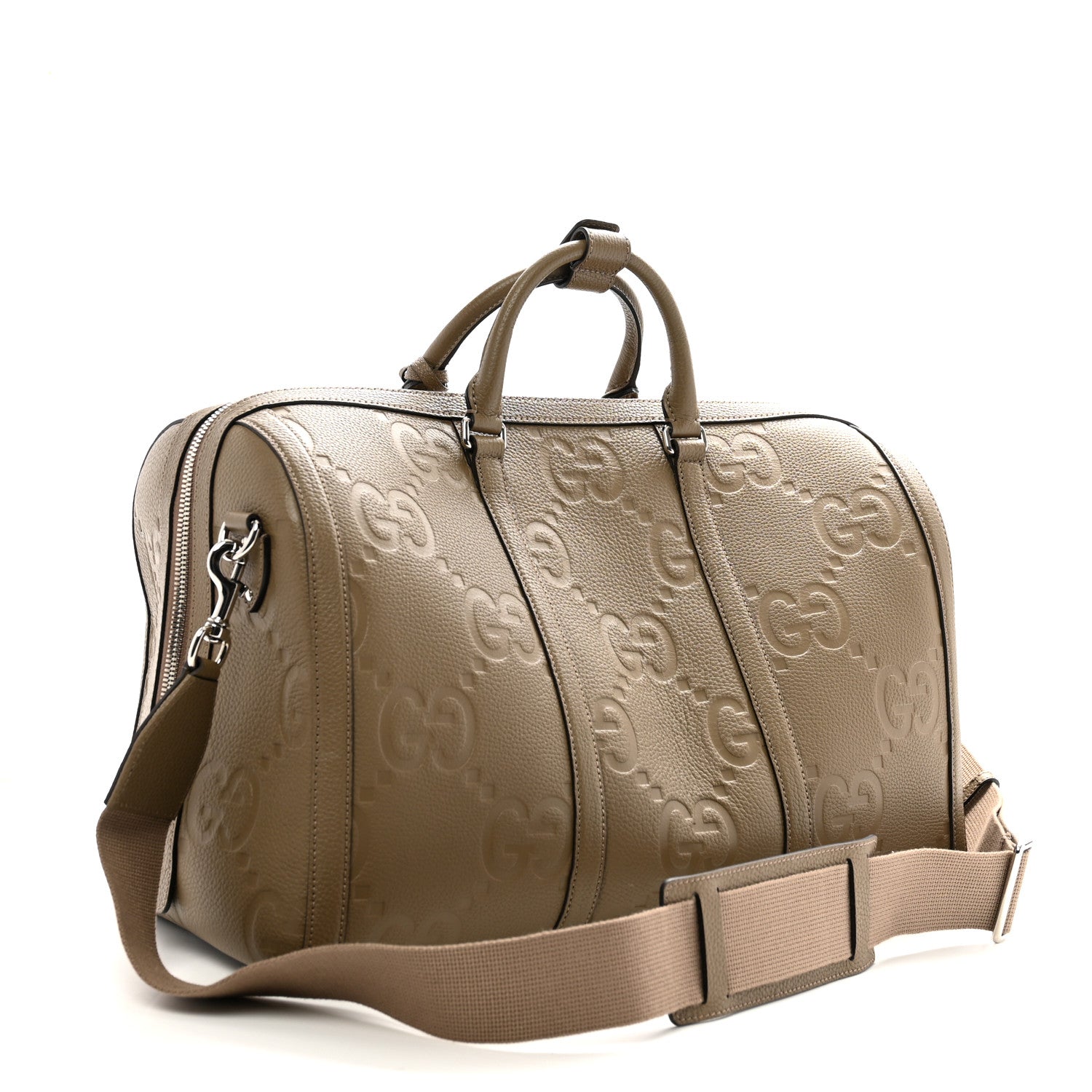Gucci Piuma Calfskin Jumbo GG Embossed Large Duffle Bag Good Taupe 2 of 10