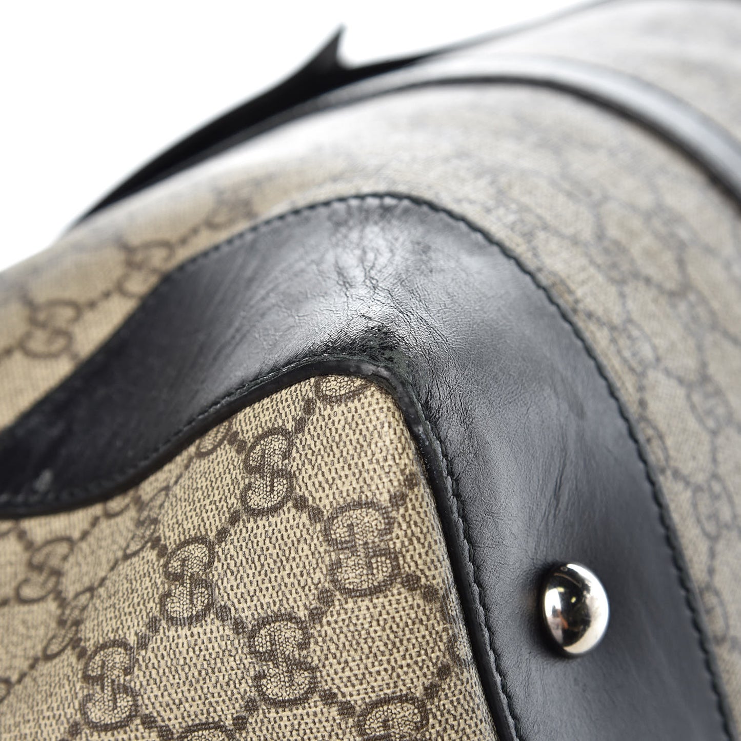 GG Supreme Monogram Selleria Calfskin Medium Duffle Beige Ebony Black