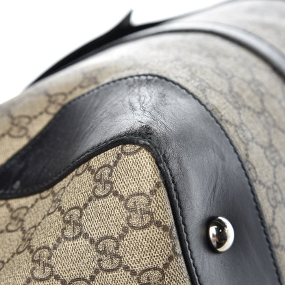 Gucci GG Supreme Monogram Selleria Calfskin Medium Duffle Beige Ebony Black 12 of 15