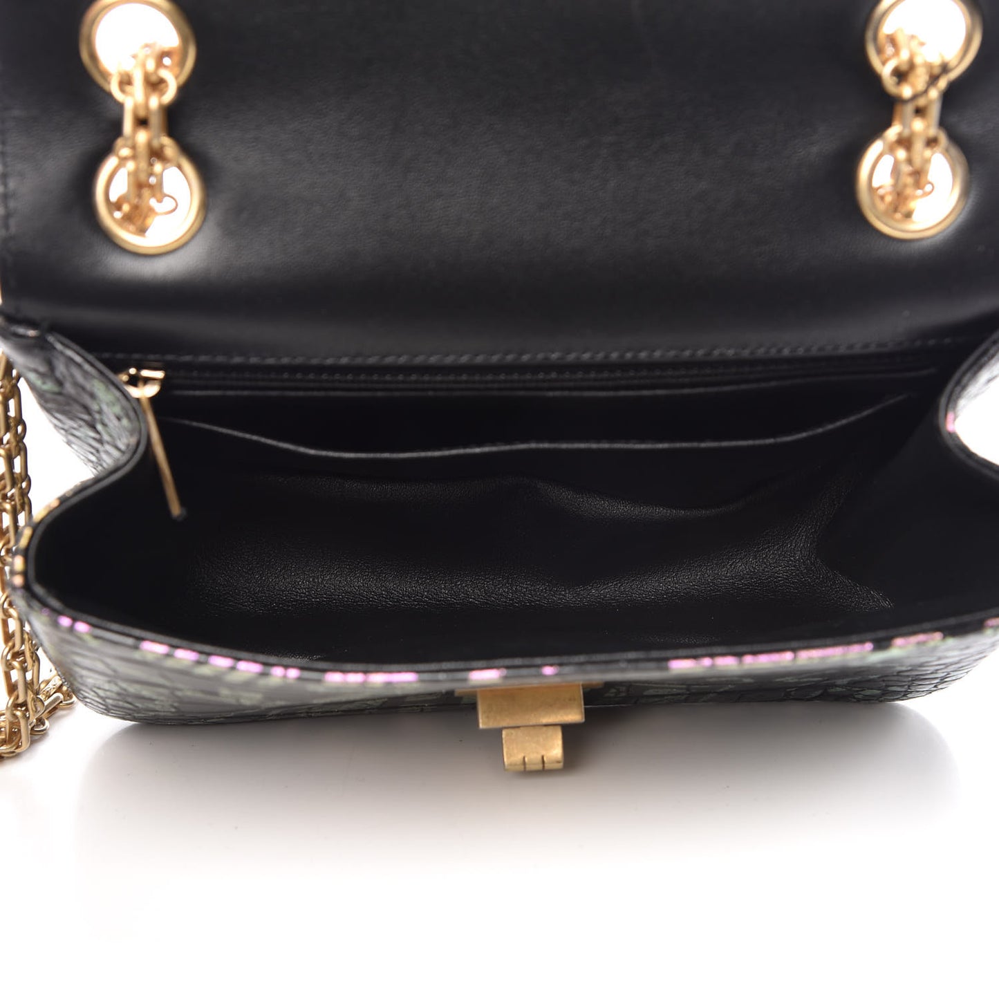 Calfskin Crocodile Embossed Graffiti 2.55 Mini Cocodile Reissue Flap Black Pink