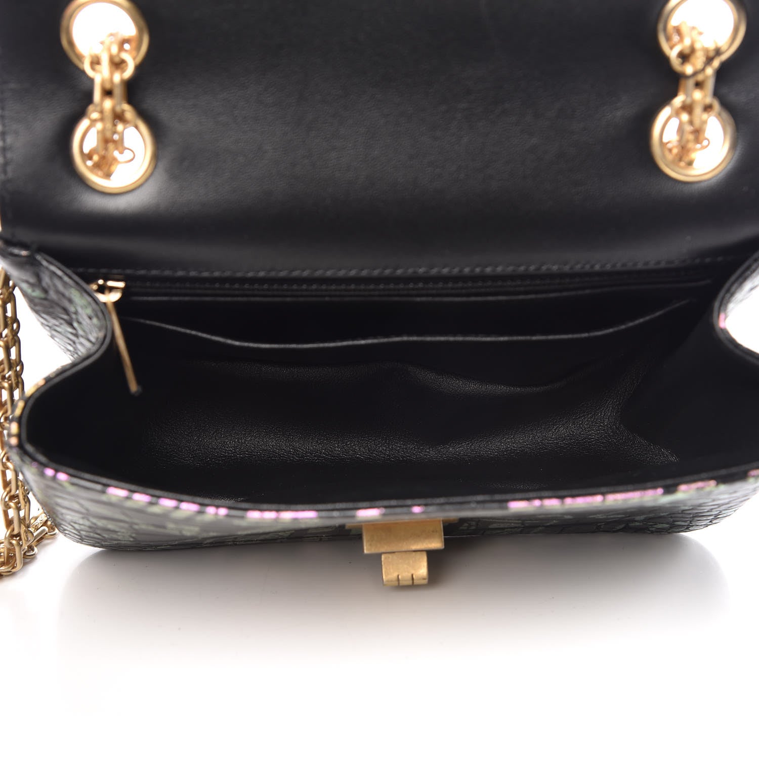 Chanel Calfskin Crocodile Embossed Graffiti 2.55 Mini Cocodile Reissue Flap Black Pink 7 of 12