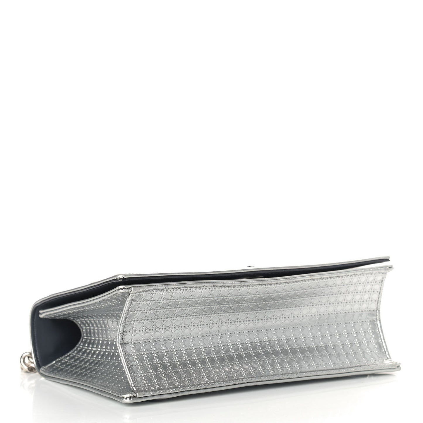 Metallic Patent Micro-Cannage Medium Diorama Flap Bag Silver