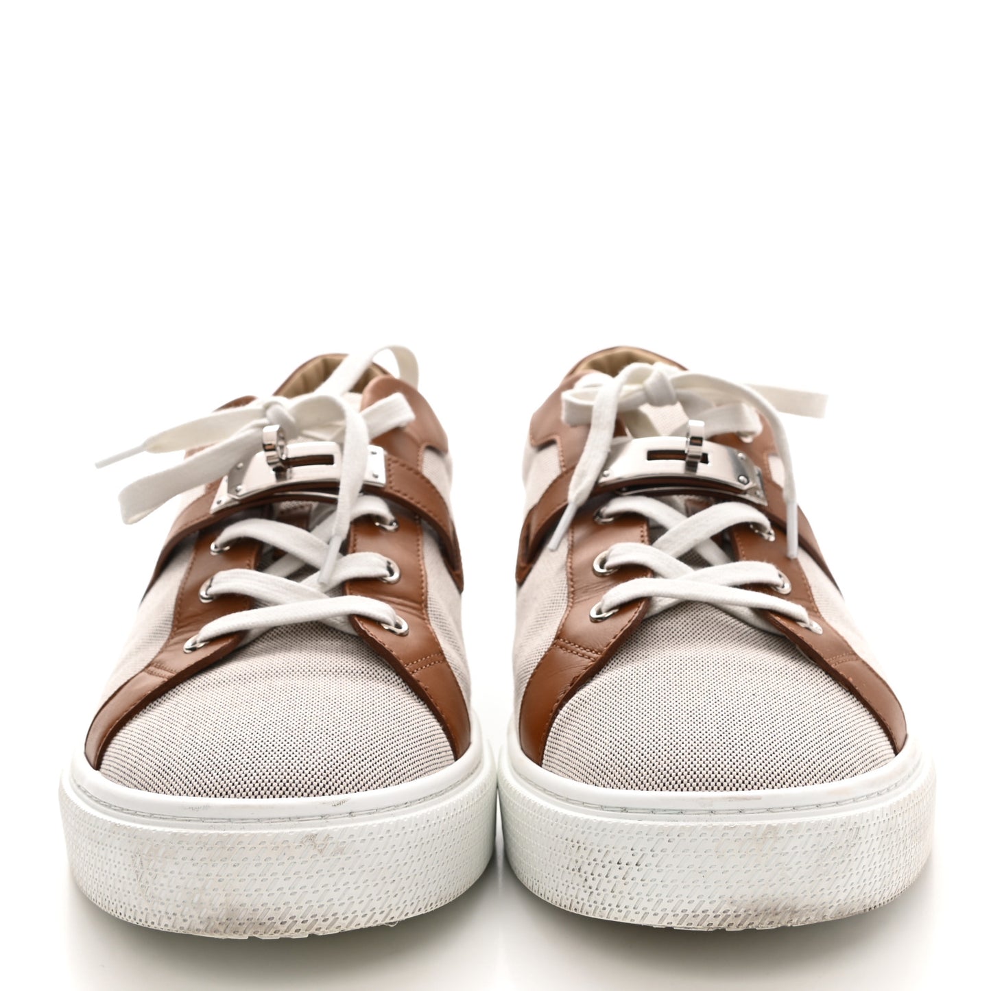 Calfskin Canvas Day Sneakers 45 Gold White
