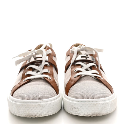 Hermes Calfskin Canvas Day Sneakers 45 Gold White 2 of 9