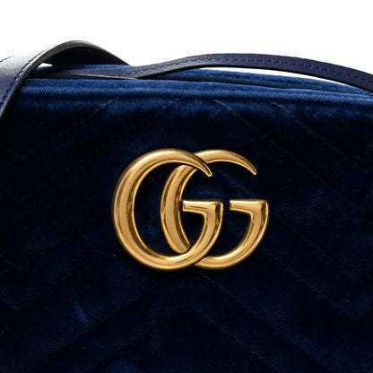 Gucci Velvet Matelasse Small GG Marmont Chain Shoulder Bag Cobalt 9 of 11