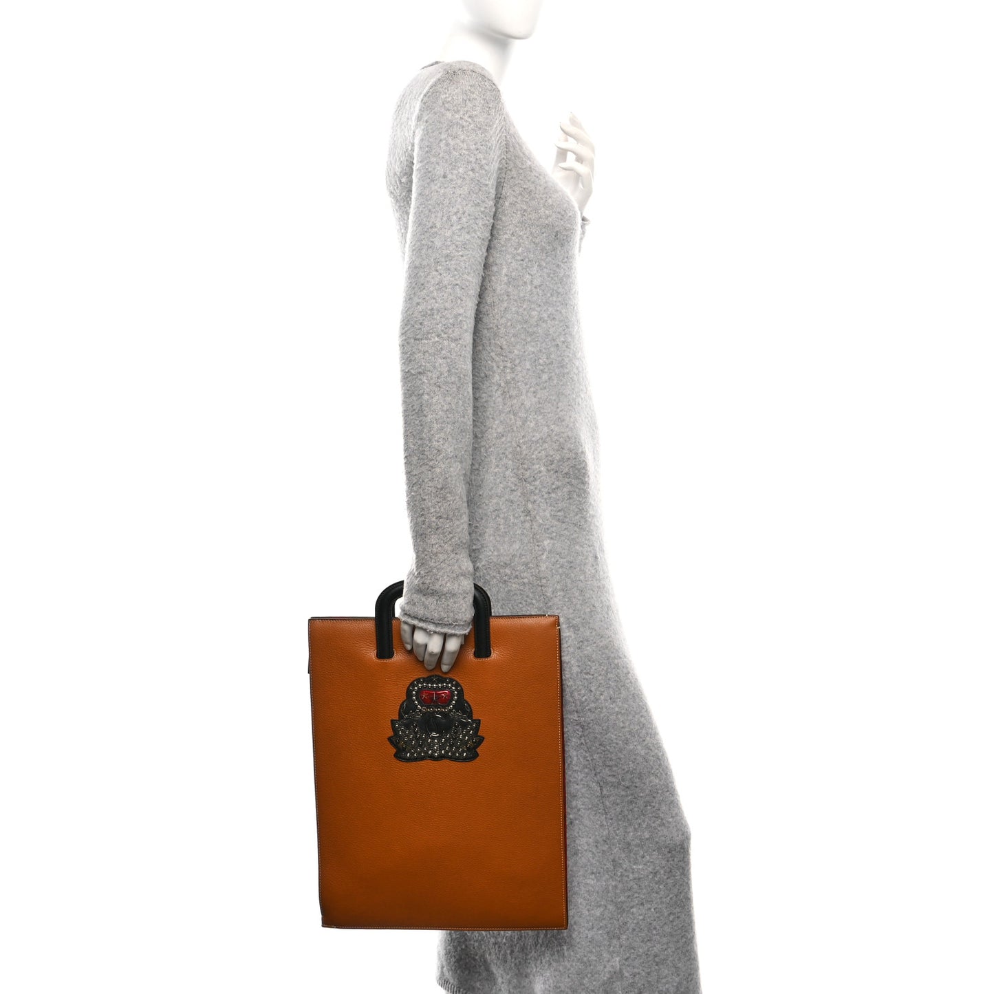 Calfskin Ecusson Large Trictrac Portfolio Bag Brown