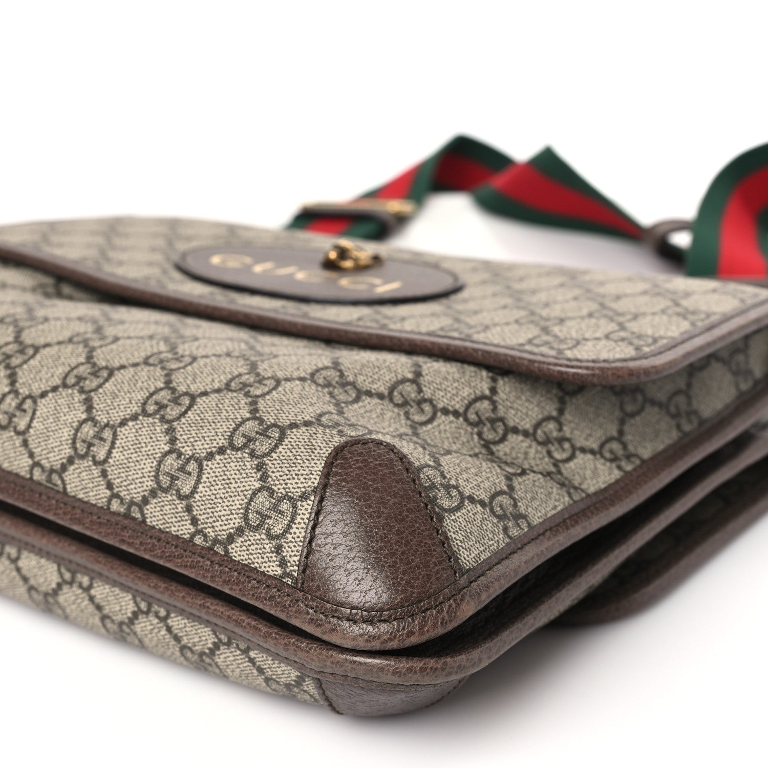 Gucci GG Supreme Monogram Web Neo Vintage Double Flap Messenger Bag Beige New Acero 9 of 9