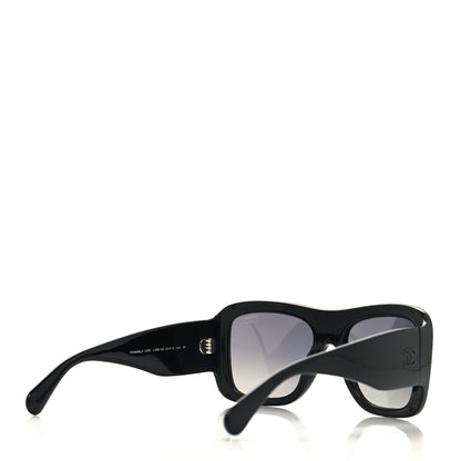 Chanel Acetate Polarized Rectangle Sunglasses 5395 Black 3 of 8