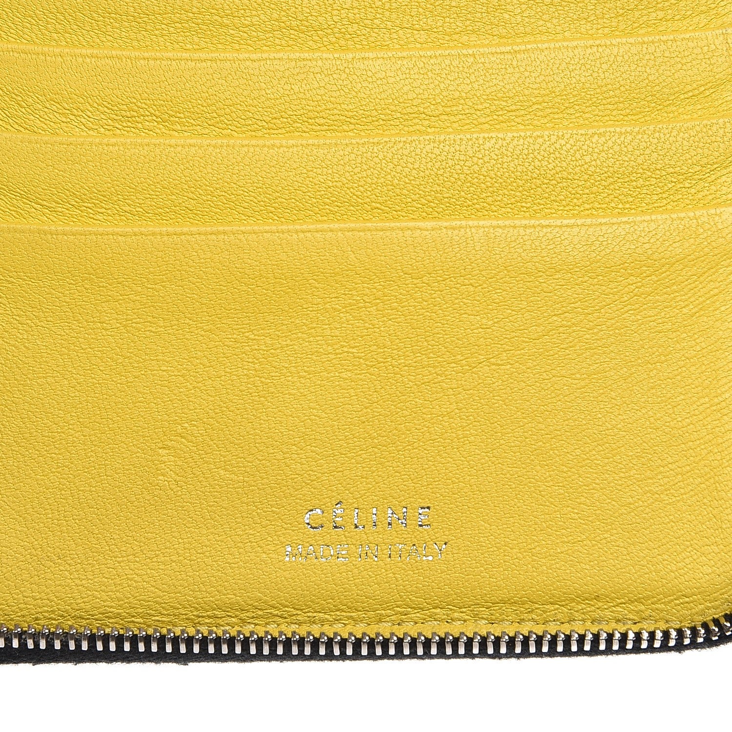 Celine Drummed Calfskin Zip Around Organizer Wallet Black Citron 6 of 12