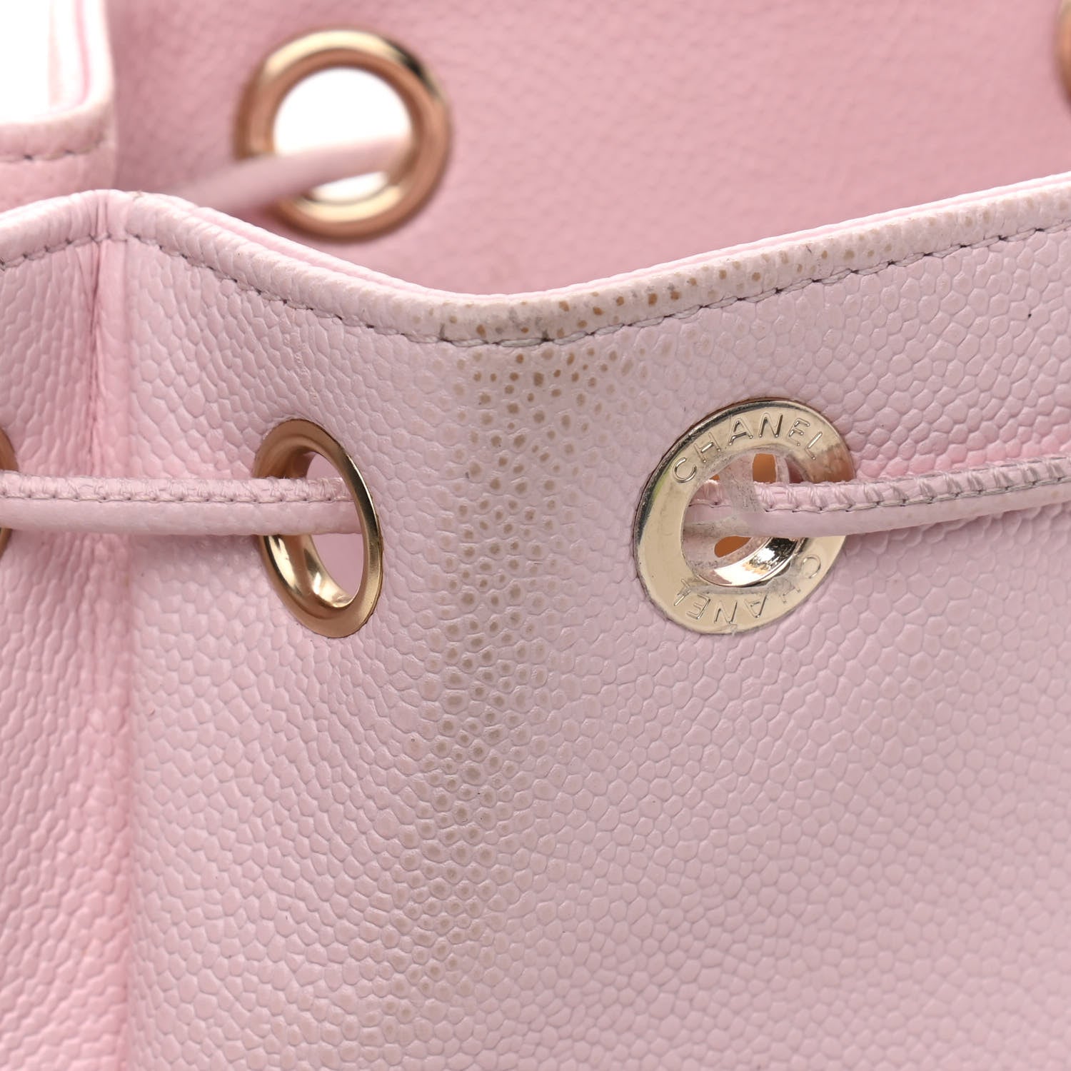 Chanel Caviar Quilted CC Pocket Bucket Bag Light Pink 12 of 16