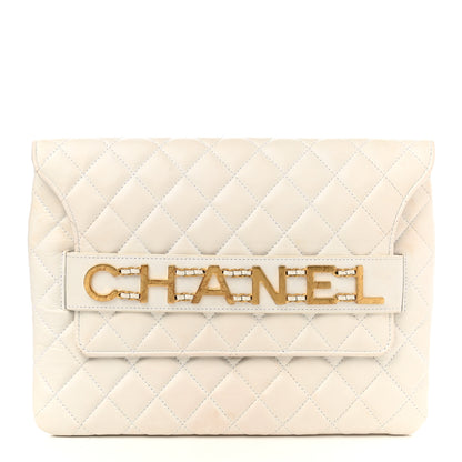 Chanel Calfskin Quilted Logo Flap Case White 1 of 12