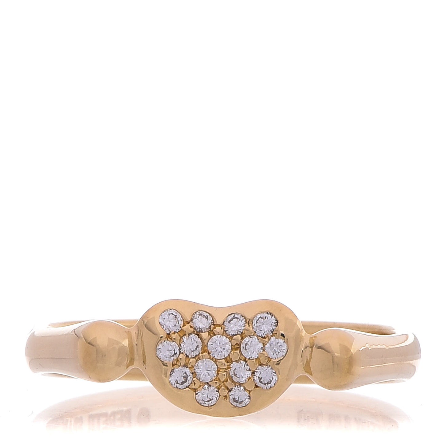 18K Yellow Gold Diamond Elsa Peretti Bean Ring 52 6