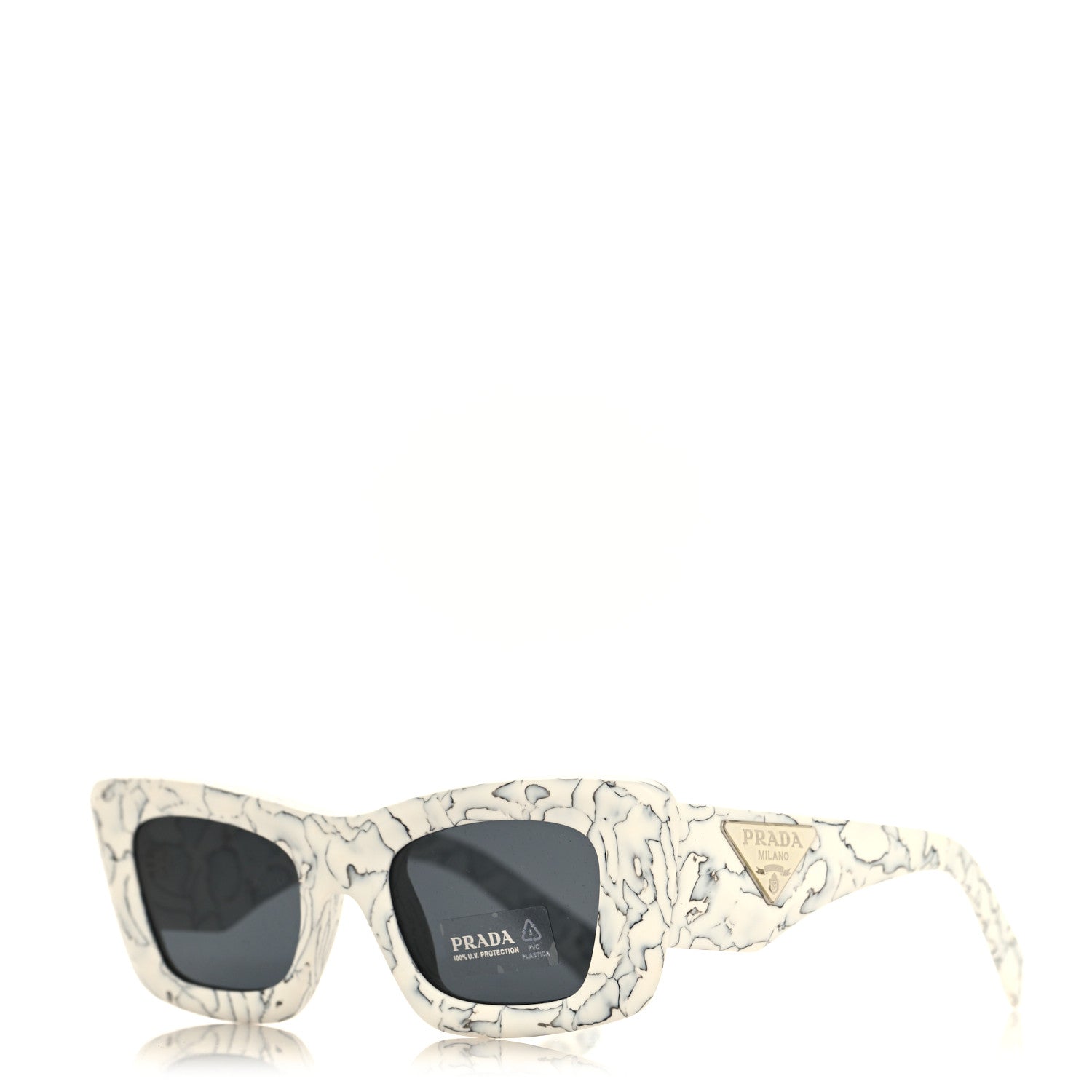 Prada Acetate Symbole Sunglasses SPR 13Z White Marble 1 of 7