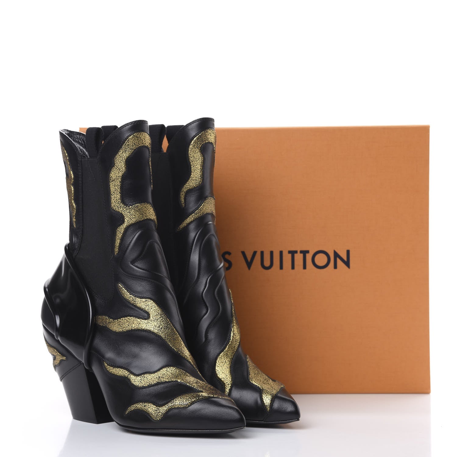 Louis Vuitton Calfskin Fireball Ankle Boots 39 Black Gold 11 of 11