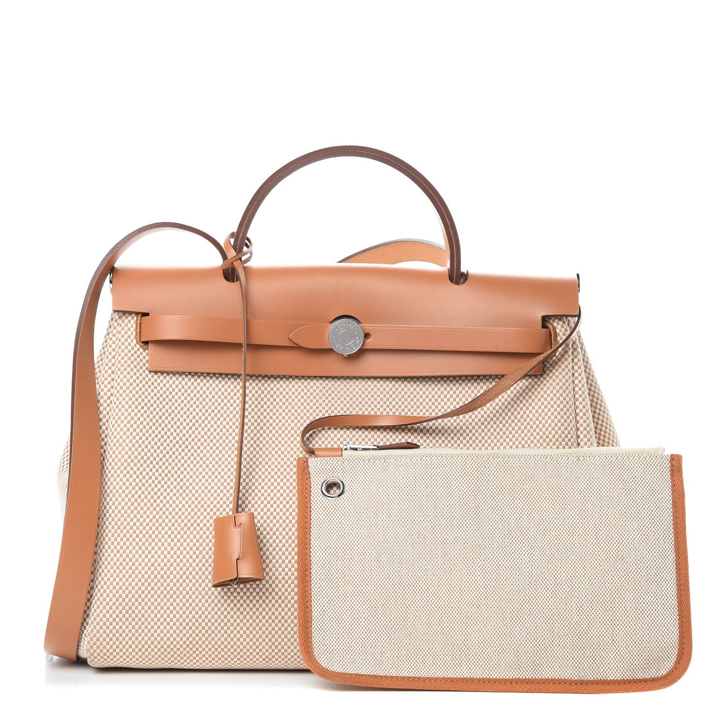 Hermes Vache Hunter Criss Viking Herbag Zip Retourne 31 PM Ecru Beige Naturel 1 of 16