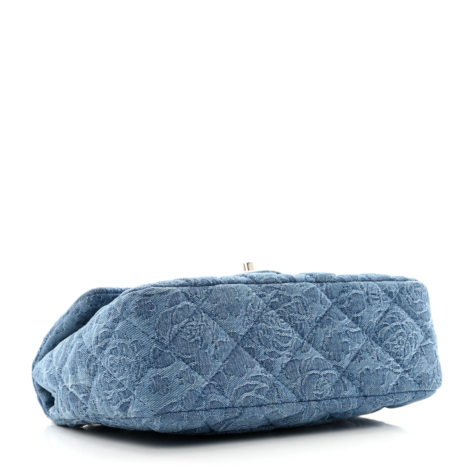 Chanel Denim Quilted Medium Camellia Sweetheart Flap Blue 4 of 10