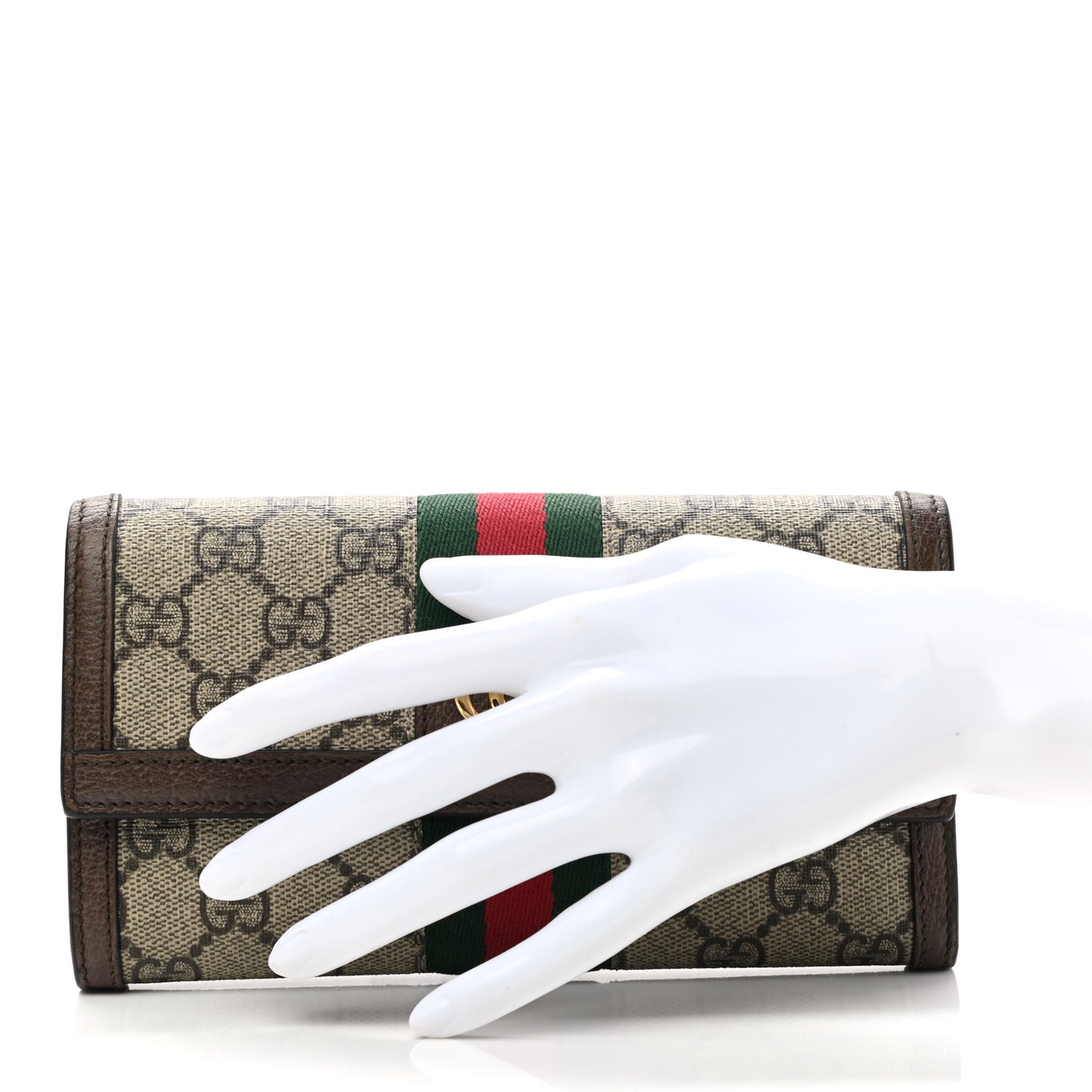 GG Supreme Monogram Web Ophidia Continental Wallet Brown