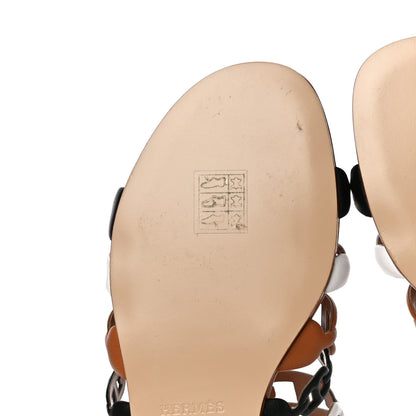 Hermes Nappa Thalassa Sandals 37 Camel Black White 11 of 13