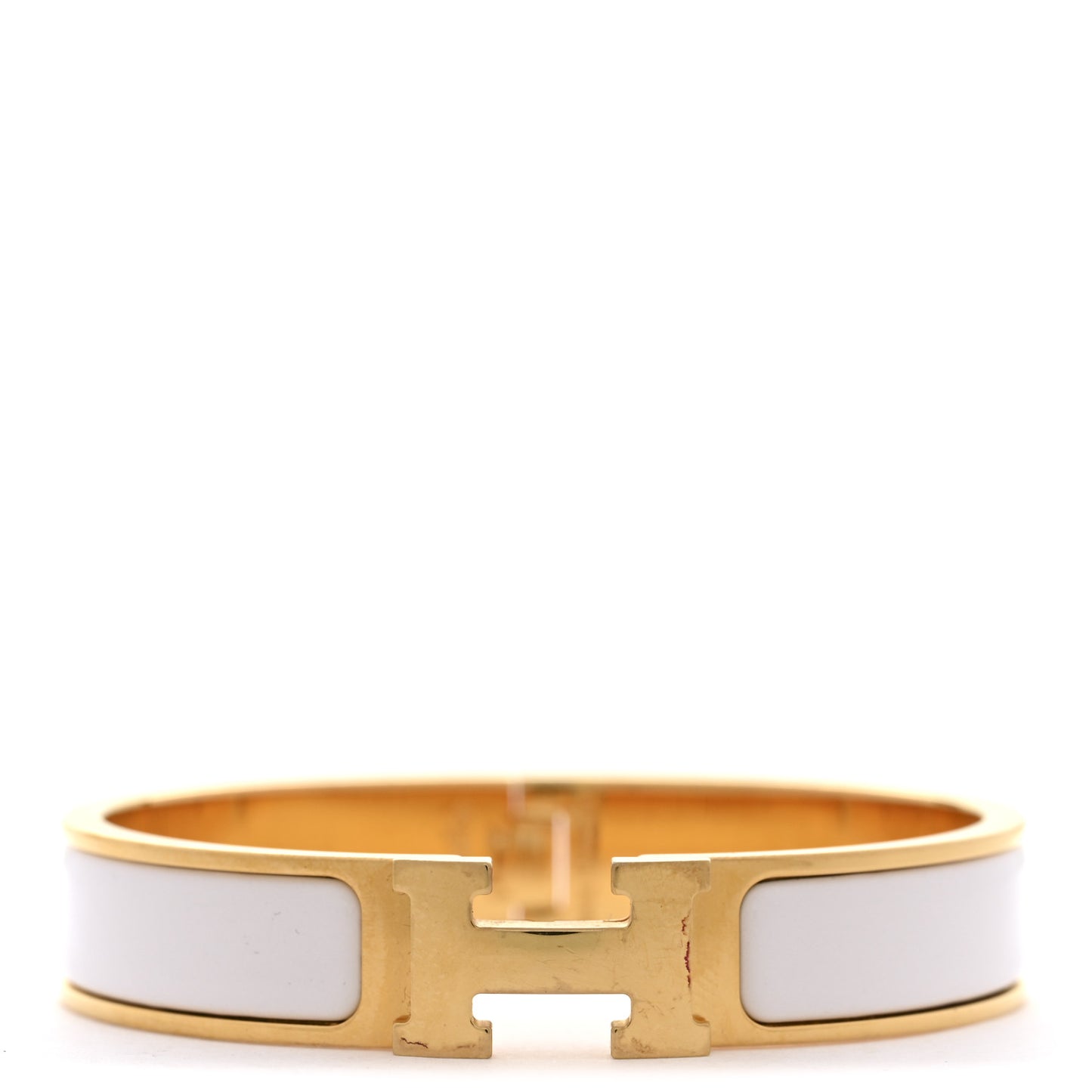 Enamel Narrow Clic Clac H Bracelet PM White