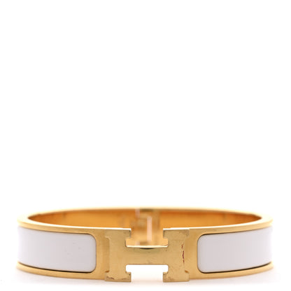 Hermes Enamel Narrow Clic Clac H Bracelet PM White 1 of 6