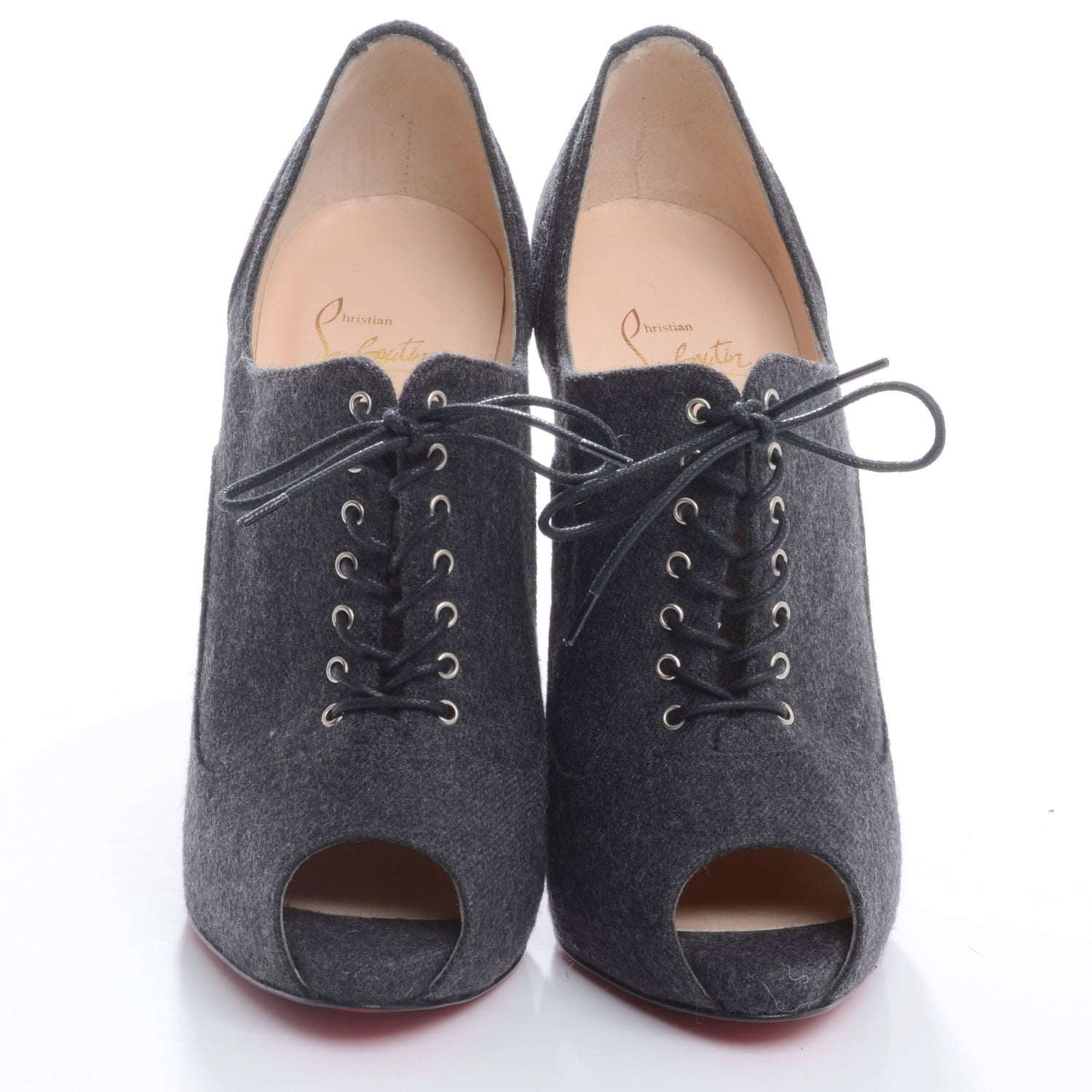 Christian Louboutin Flannel Lady Derby 120 Ankle Boots 38.5 Dark Grey 2 of 8