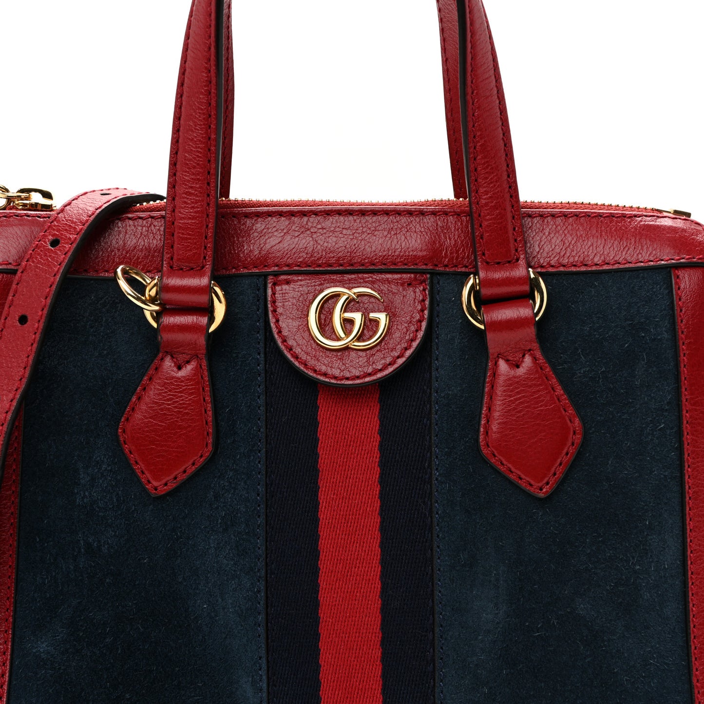 Suede Calfskin Web Small Ophidia Tote Bag New Blue Romantic Cherry