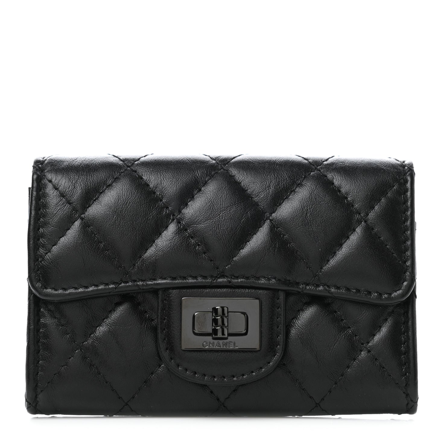 Aged Calfskin Quilted Reissue Flap Card Holder So Black