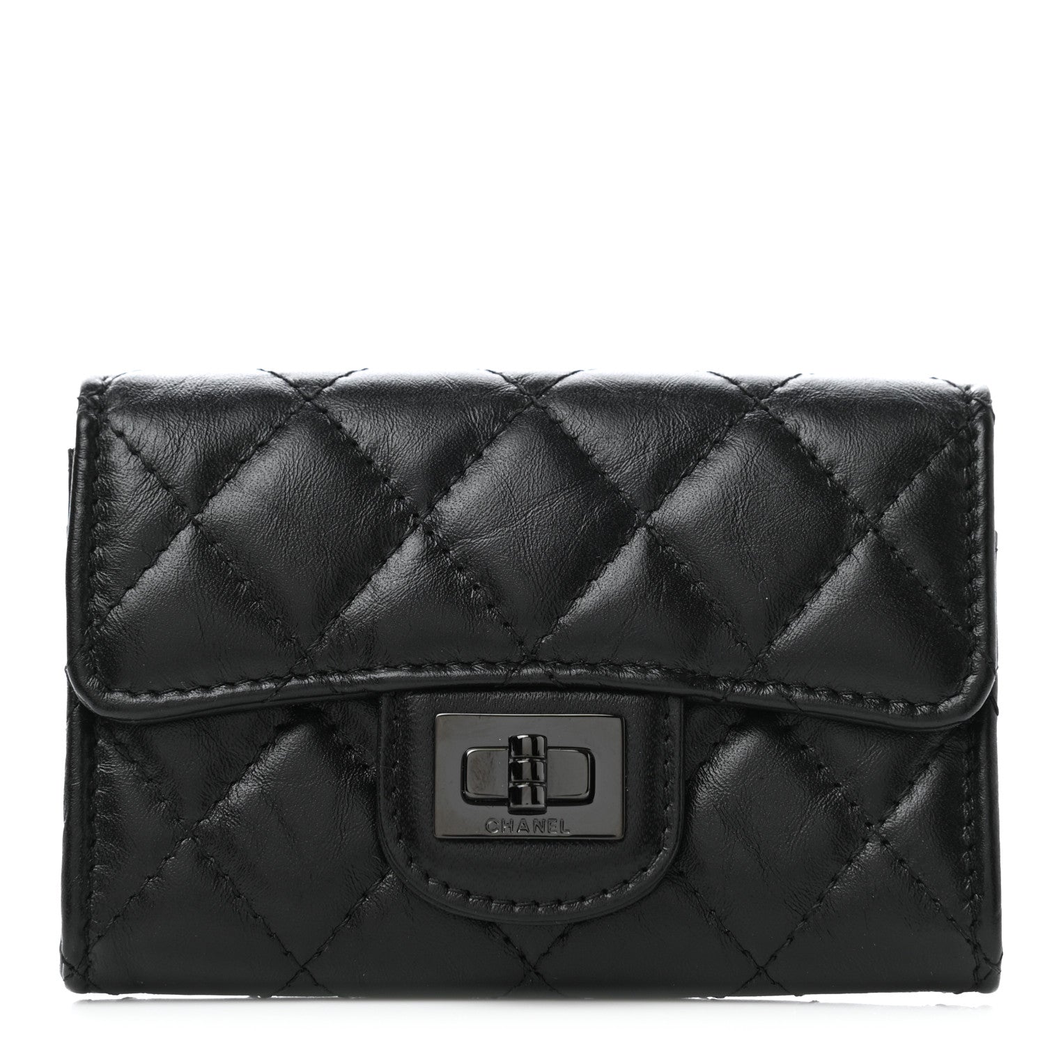 Chanel Aged Calfskin Quilted Reissue Flap Card Holder So Black 1 of 8