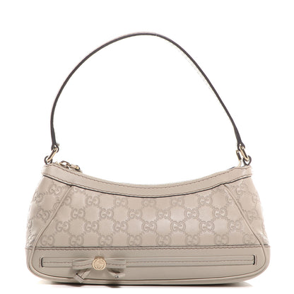Gucci Guccissima Small Mayfair Bow Detail Shoulder Bag Off White 1 of 9