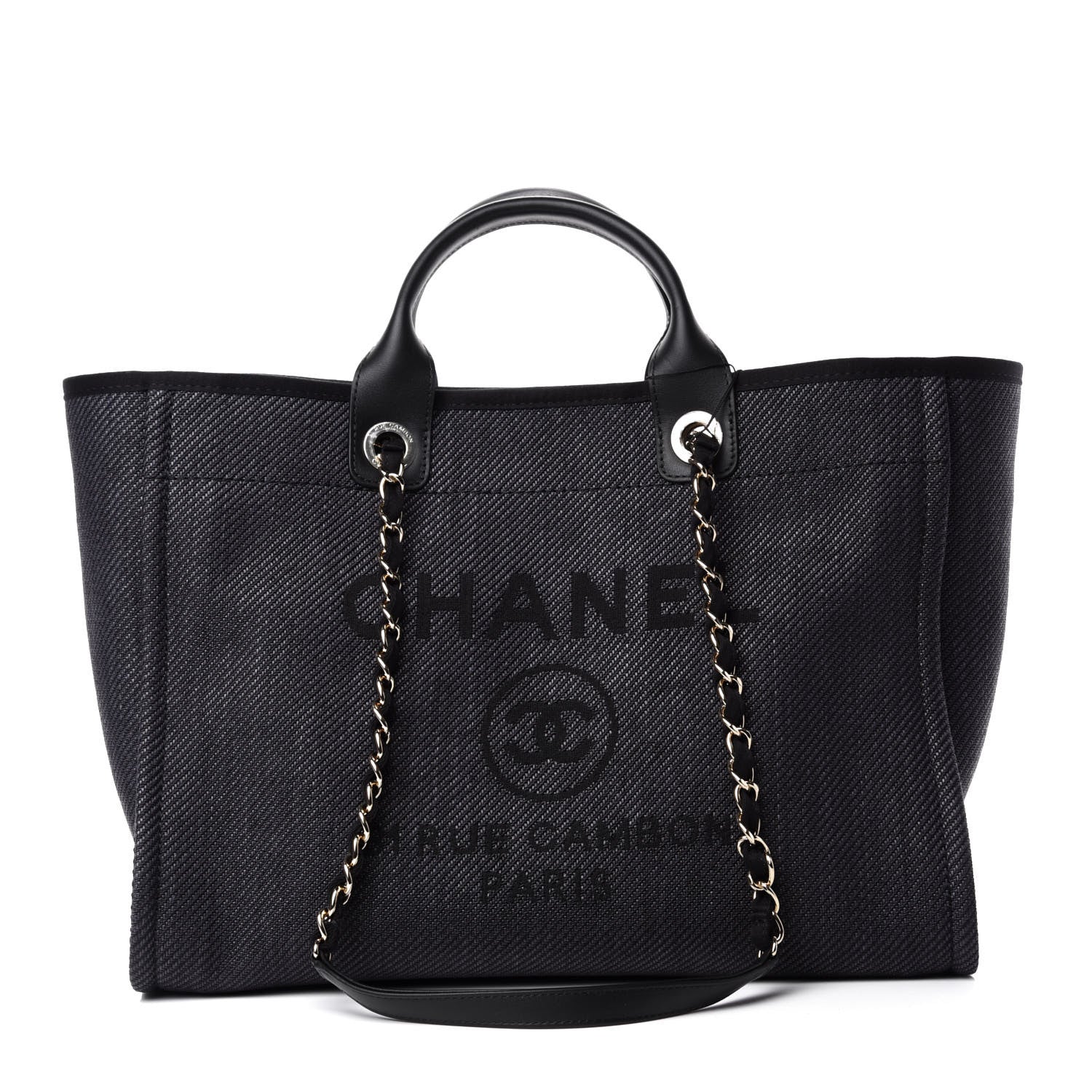 Chanel Mixed Fibers Calfskin Medium Deauville Tote Black 1 of 12