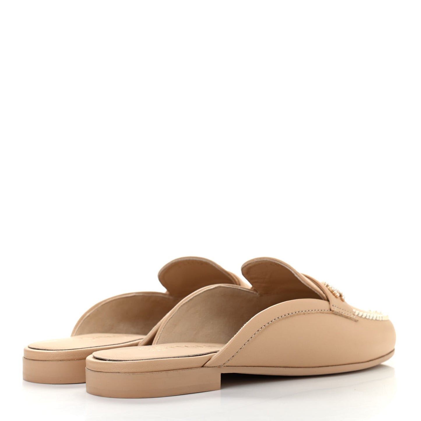 Lambskin Pearl CC Mules 37.5 Beige