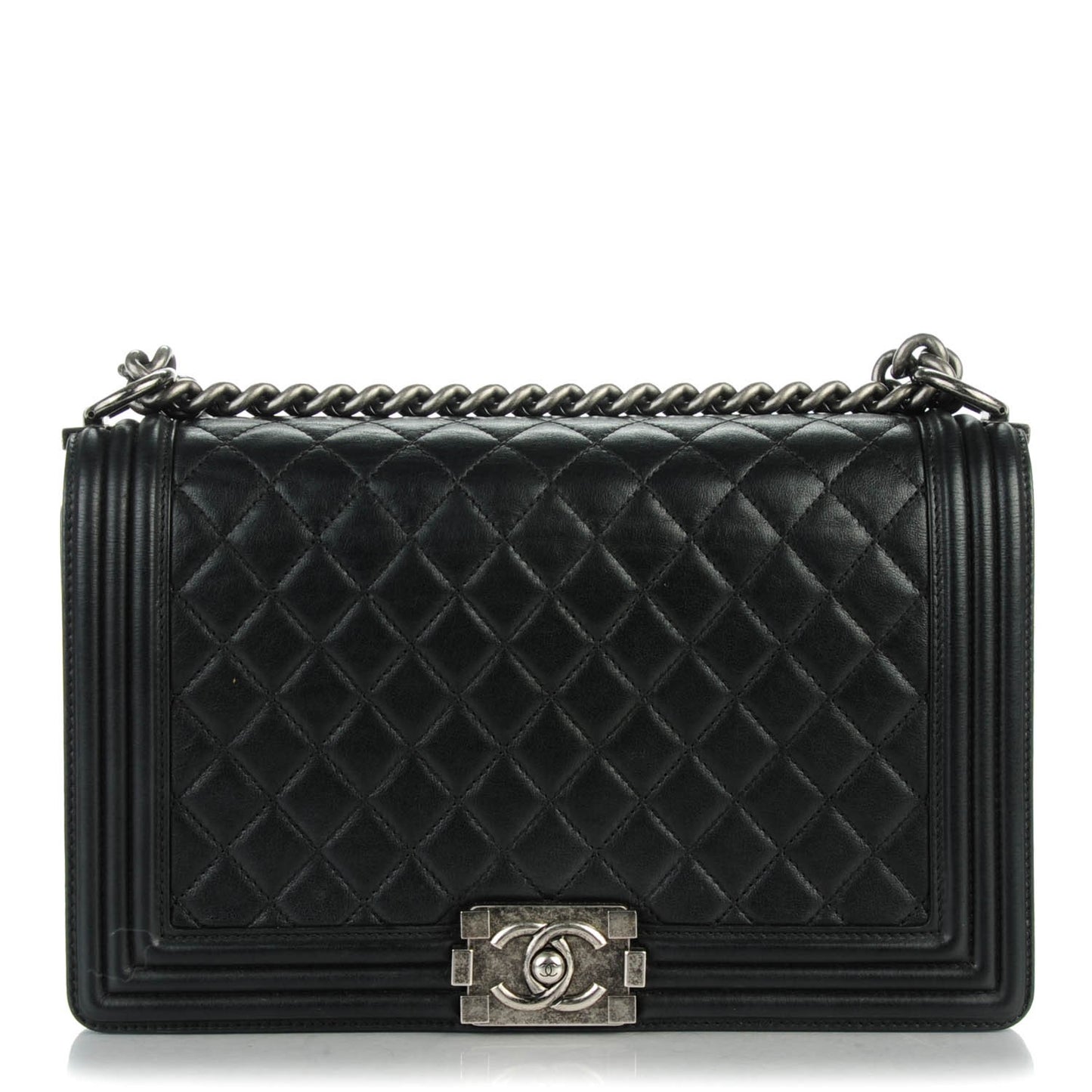 Lambskin Quilted New Medium Boy Flap Black