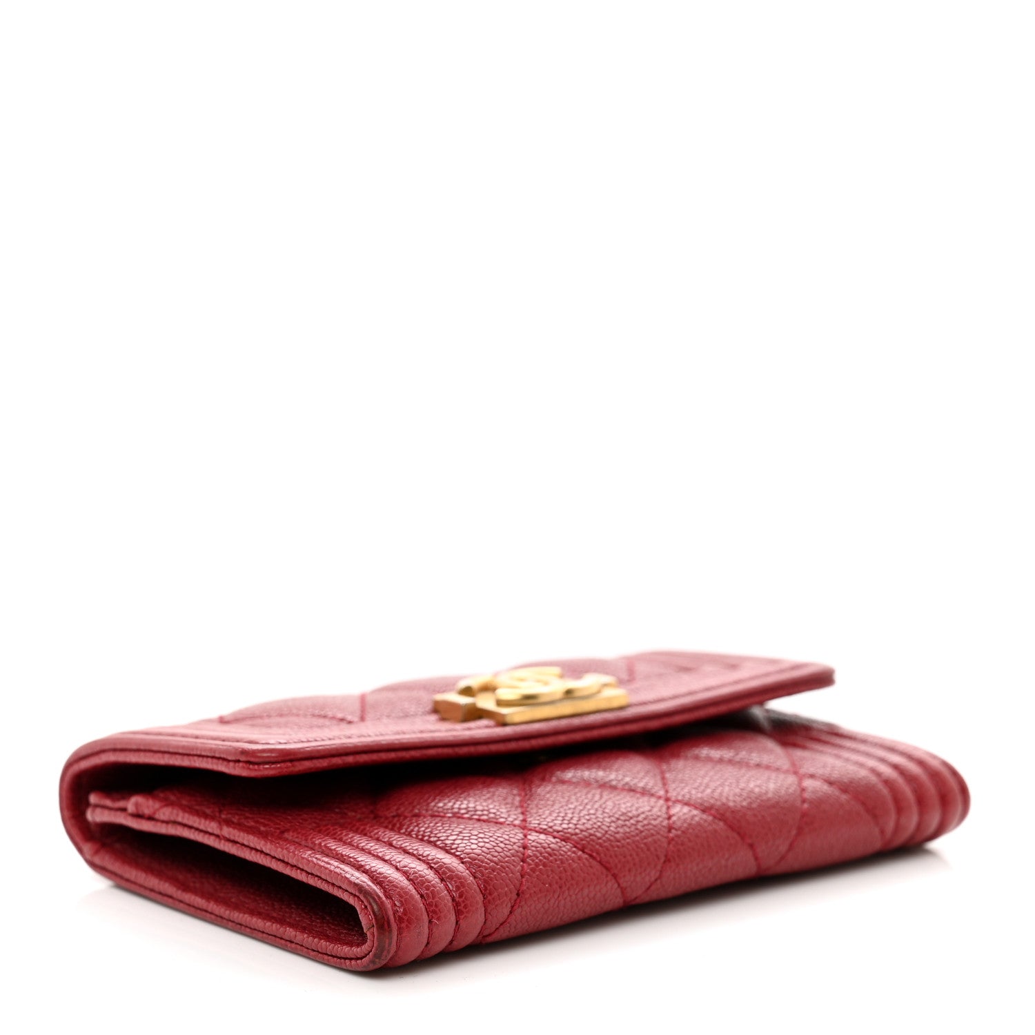 Chanel Caviar Quilted Boy Flap Card Holder Wallet Red 4 of 9