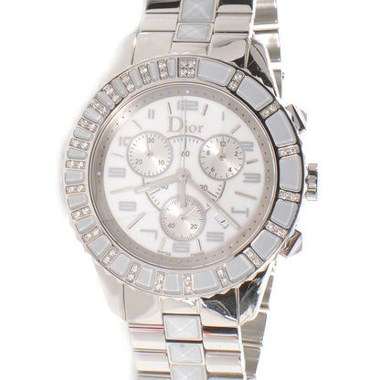 Christian Dior Stainless Steel Diamond Christal Chronograph Watch White 1 of 6